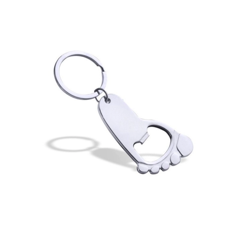 Llavero Metalico en forma de Pie con destapador de botellas, 55x40x22 mm