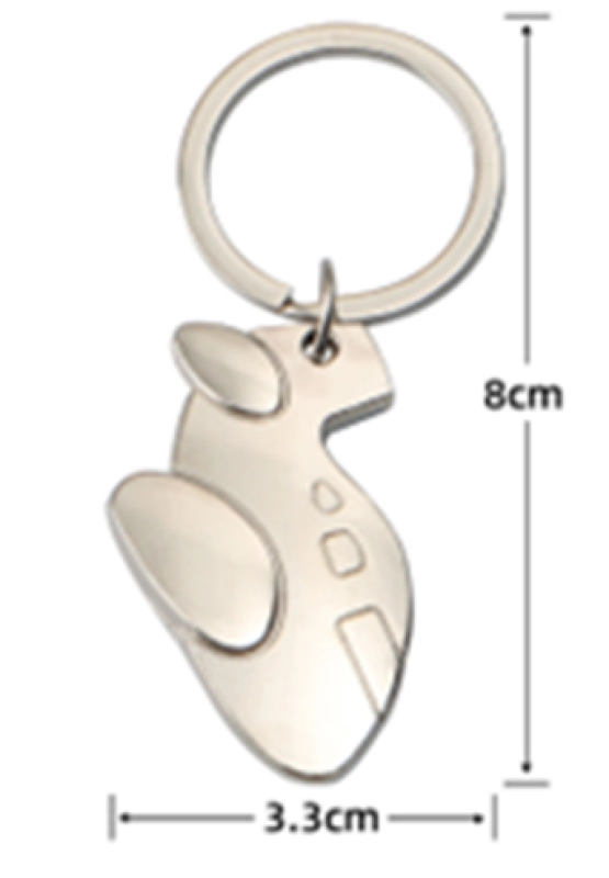 Llavero metalico en forma de Avion, tamaño 8 x 3.3 cmts