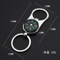 Llavero Metalico con Brujula y Destapador,  3.3 x 7 cmts