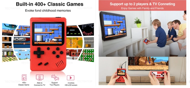 Juegos Retro  Portatiles 400 en 1,  11.5 x 7.5 x 2 cmts