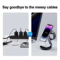 Cargador Inalambrico Magnetico 3 en 1, carga rapida 15W