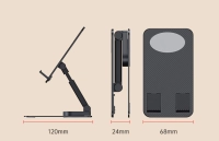 Stand plastico para Celular y Tablet con medida 12 x 6.8 x 2.4 cmts