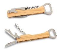 Abrelatas Multifuncional, en Madera + Metal, de 13.5 x 3 cmts