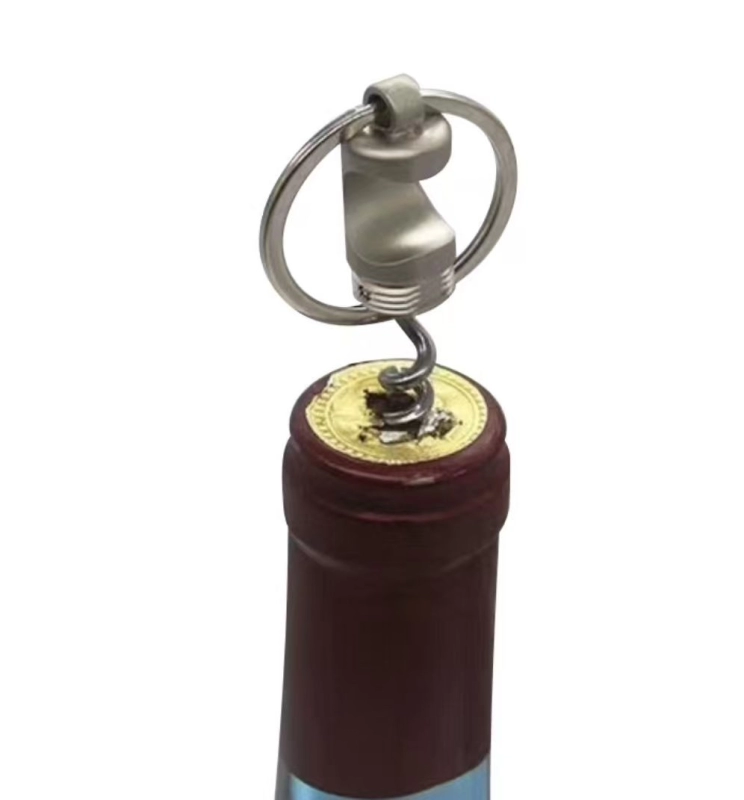 Llavero Metalico 3 en 1, Sacacorchos y Destapador de botellas, 10.5 x 3.5 cmt