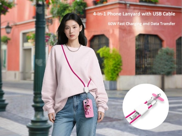 Cinta Porta celular con Cargador 4 en 1, 60W carga rapida y data transfer