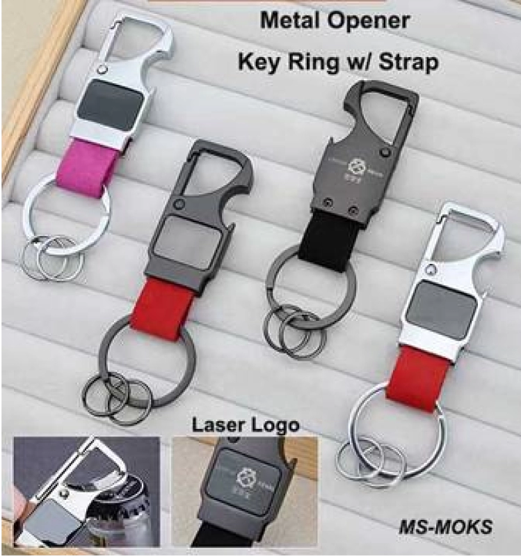 Llavero Metalico Carabinero Destapador con argollas, 9.3 x 2.5 x 3 cmts