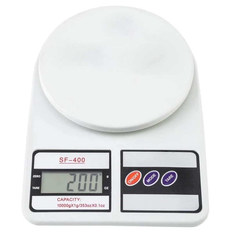 Balanza Digital para Alimentos, de 25.5 x 18.4 x 4.8 cmts, limite 10 kilos