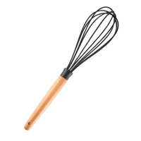Batidor Savy, mango en madera y batidor en silicona, de 30 x 6.5 cmts