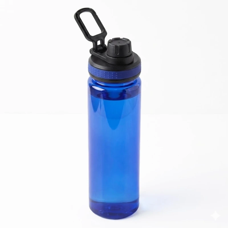 Botella plastica Hook, 650 ml, tapa rosca siliconada y manija, 22.3 x 6.5 cmts
