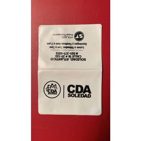 Portadocumentos Doble para Soat del Carro , 12 x 17 cmts