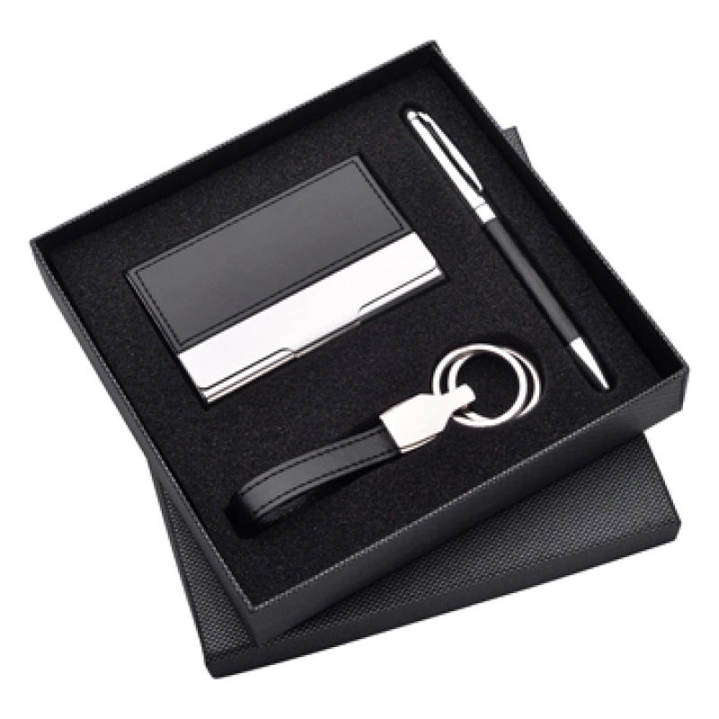 Set de Regalo en Caja, con Portatarjetas, Llavero y Boligrafo