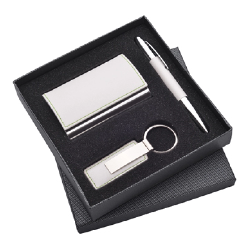 Set de Regalo en Caja, con Portatarjetas, Llavero y Boligrafo