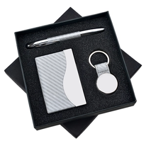 Set de Regalo en Caja, con Portatarjetas, Llavero y Boligrafo