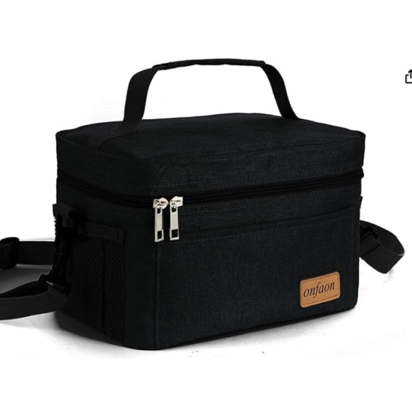 Lonchera Magnolia, en lona con forro aluminizado, 22 x 20 x 15 cmts