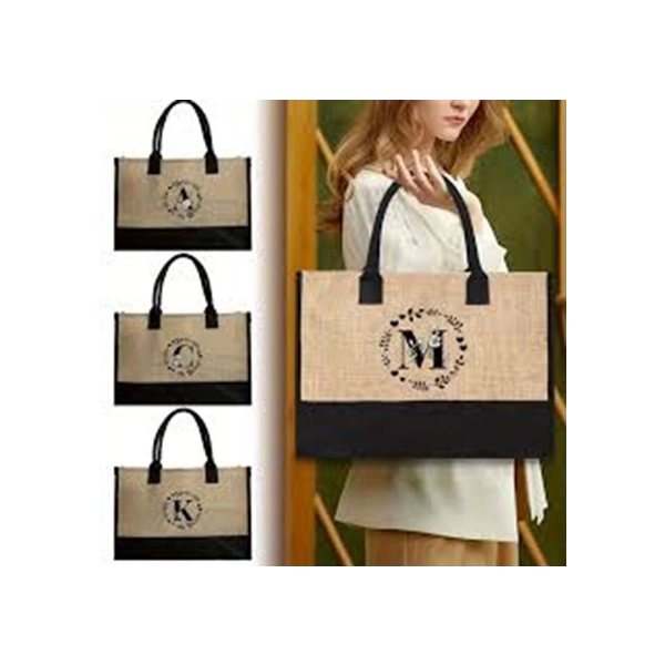 Bolso Lexus en Yute con lona, de 38 x 35 x 10 cmts, con bolsillo interno