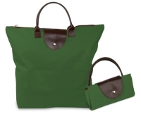 Bolso Miami Recogible, en Lona, con zipper, 35 x 30 x 8 cmts, apliques en cuerina