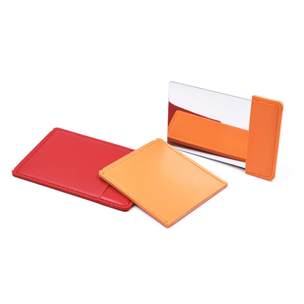 Espejo Irrompible Rectangular, en Acero, 7 x 6.3 cmts, estuche cuerina