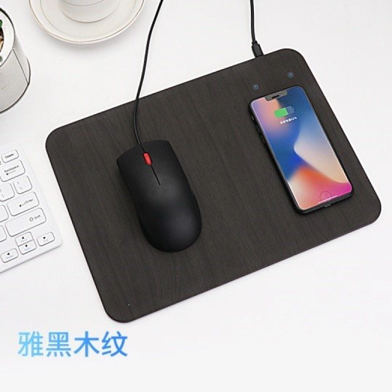 Mouse Pad con Cargador Inalámbrico, en PU imitacion madera, en 5W