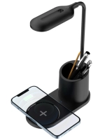 Cargador Inalambrico de 15W, con Lampara y Porta bolígrafos
