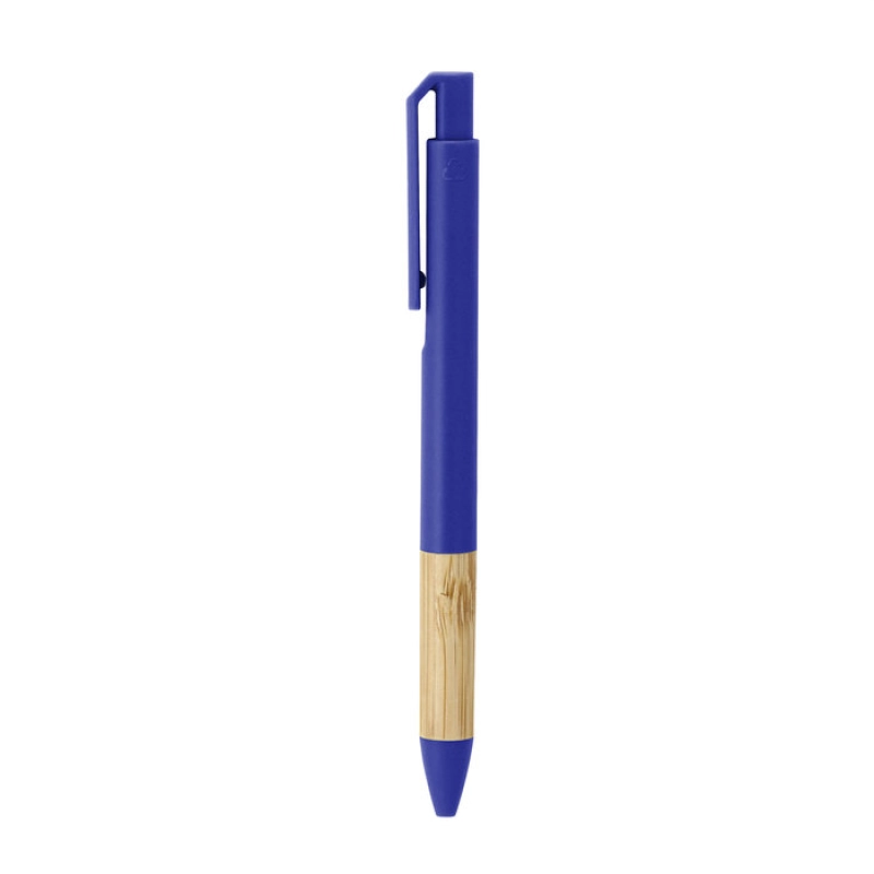 Boligrafo plastico retractil con agarre de bambu, de 14.3 cmts