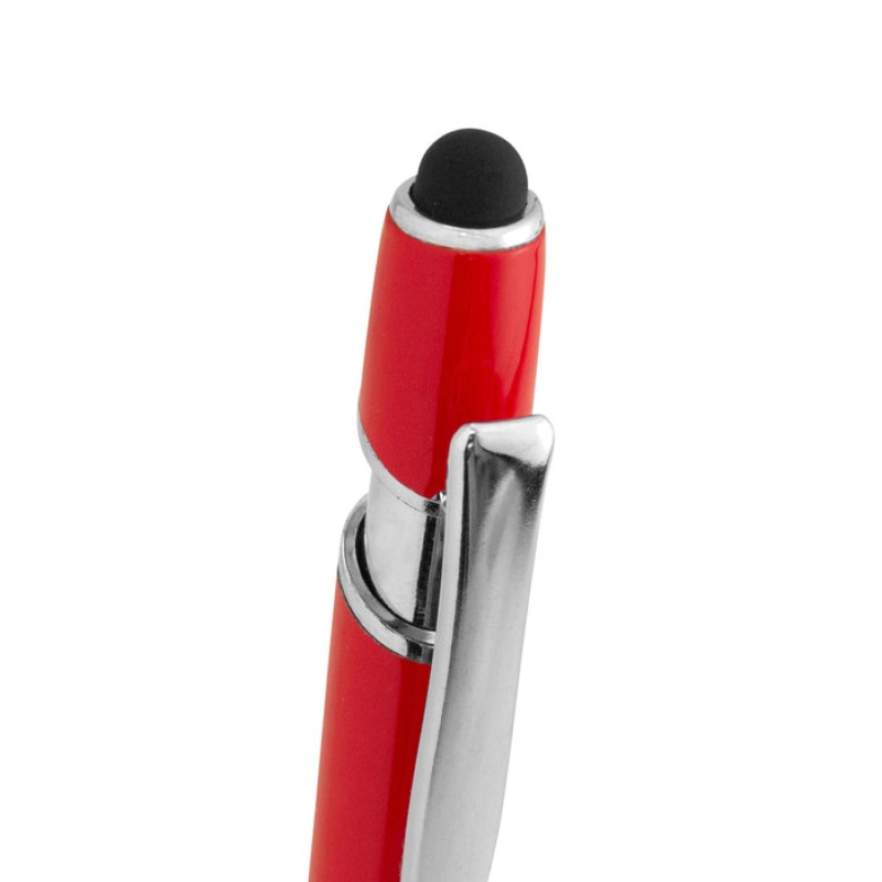 Boligrafo Retractil metalico con touch, con acentos plateados