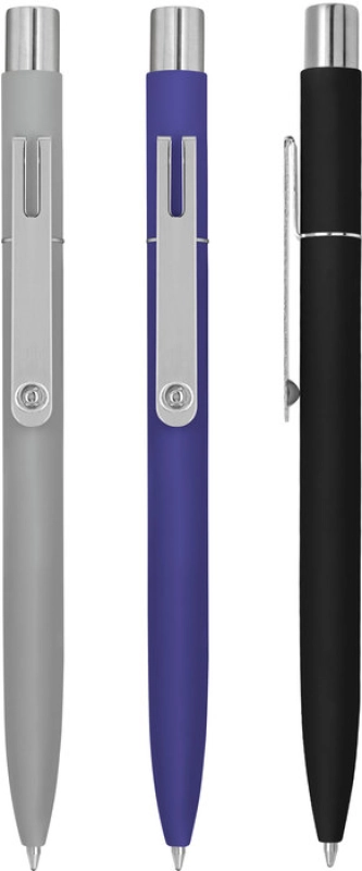 Boligrafo Metalico retractil con acentos plateados