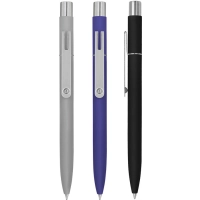 Boligrafo Metalico retractil con acentos plateados