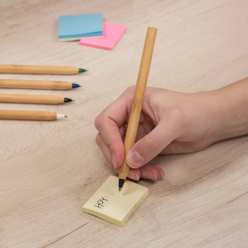 Boligrafo de bambu y punta plastica