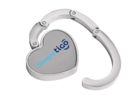 Gancho Porta Carteras plegable metalico forma de corazón, 5 cmts diametro