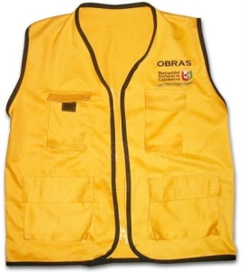 Chaleco Sao Paulo, 4 bolsillos con velcro, sin forro, ribeteado en los bordes