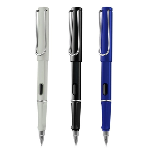 Boligrafo Salah, plastico, tapa removible, clip metalico y mina de tinta gel