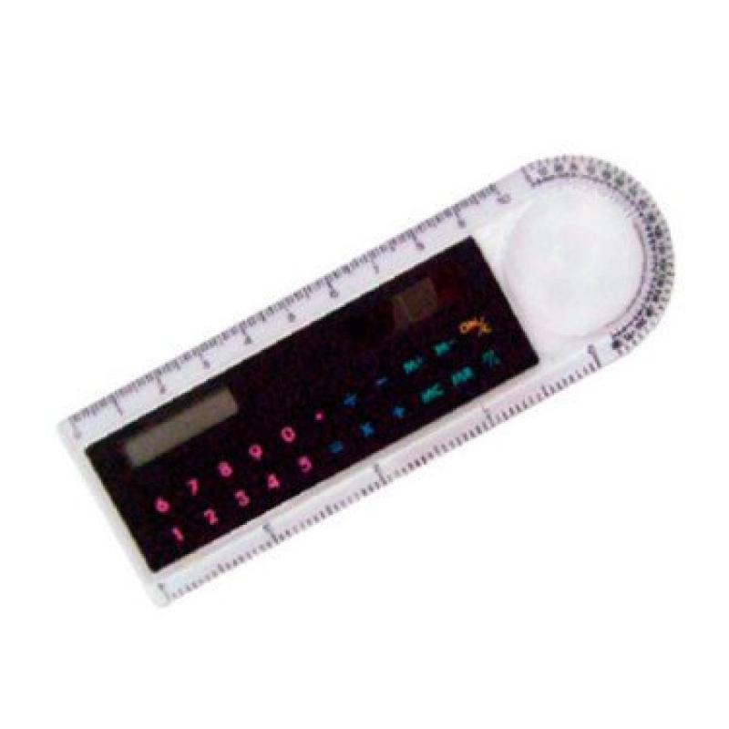 Regla Calculadora Solar, con lupa y transportador, 13.3 x 4.4 cmts