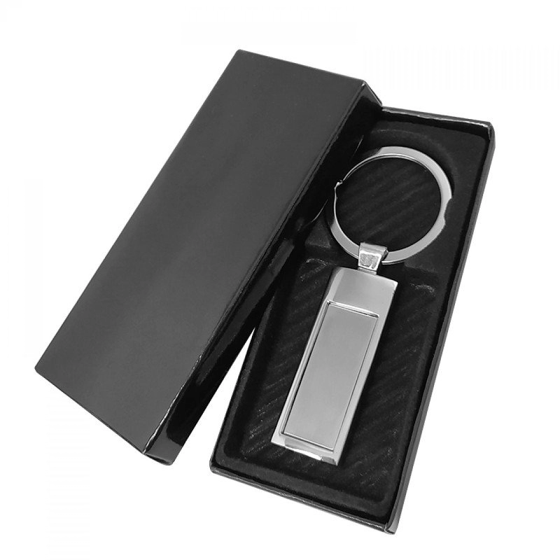 Llavero Rectangular metalico, acabado de lujo, 4.6 x 1.8 cmts