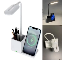 Cargador Inalámbrico 4 en 1, 15W, Portaboligrafo, Stand Celular y Lampara Escritorio.