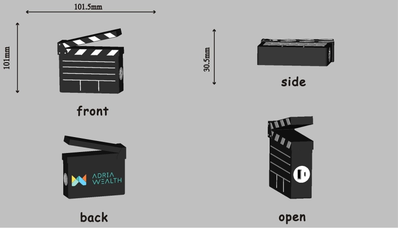 Memoria USB en PVC 2D diseño Claqueta de Cine