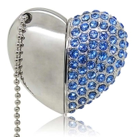 Memoria USB metalica en forma de Corazon con chispitas