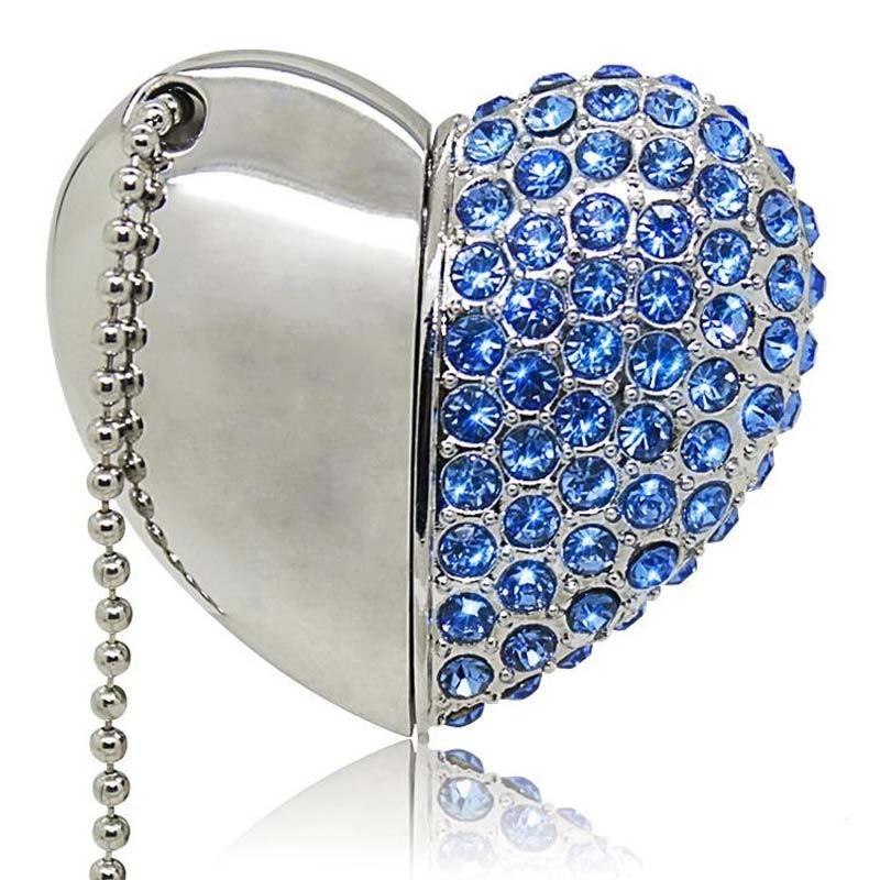 Memoria USB metalica en forma de Corazon con chispitas