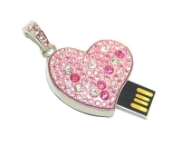 Memoria USB metalica en forma de Corazon con chispitas