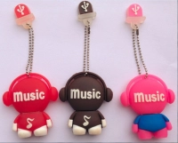 Memoria USB en PVC 2D diseño Muñeco con Audifonos