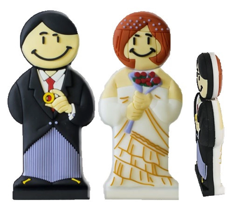 Memoria USB en PVC 2D diseño Novio o Novia