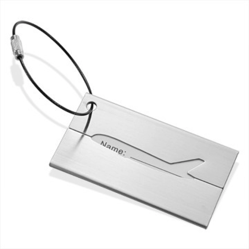 Identificador de Maletas elaborado en Aluminio, de 80 x 43 mm