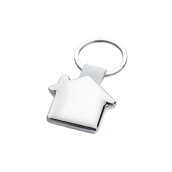 Llavero Metalico con Cuero, en forma de Casa