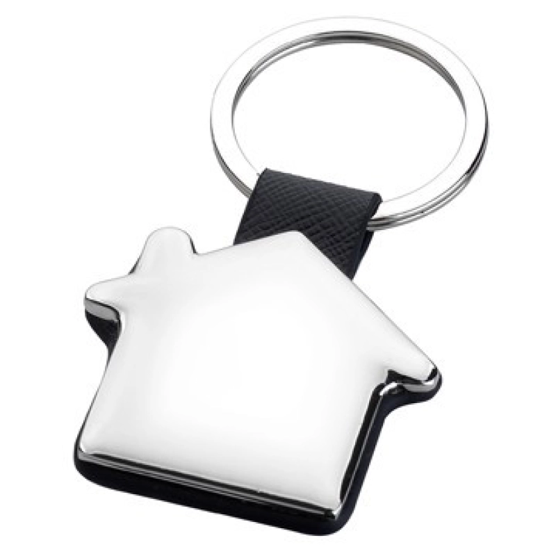 Llavero Metalico con Cuero, en forma de Casa