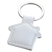 Llavero Metalico con Cuero, en forma de Casa