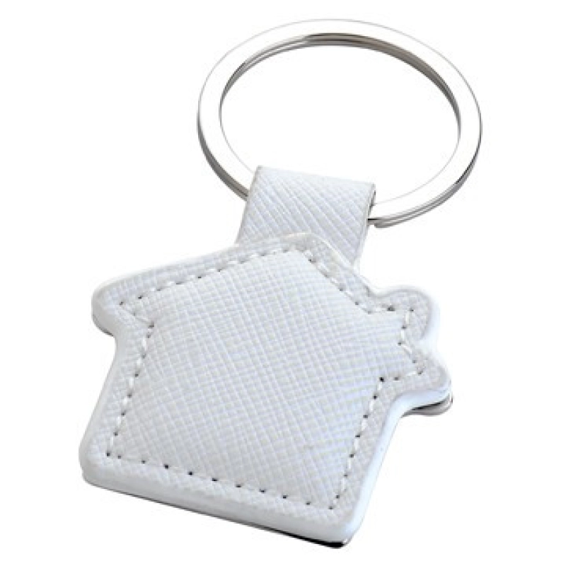 Llavero Metalico con Cuero, en forma de Casa