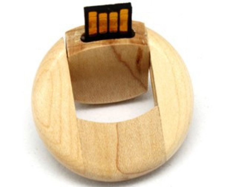 Memoria USB redonda giratoria en madera