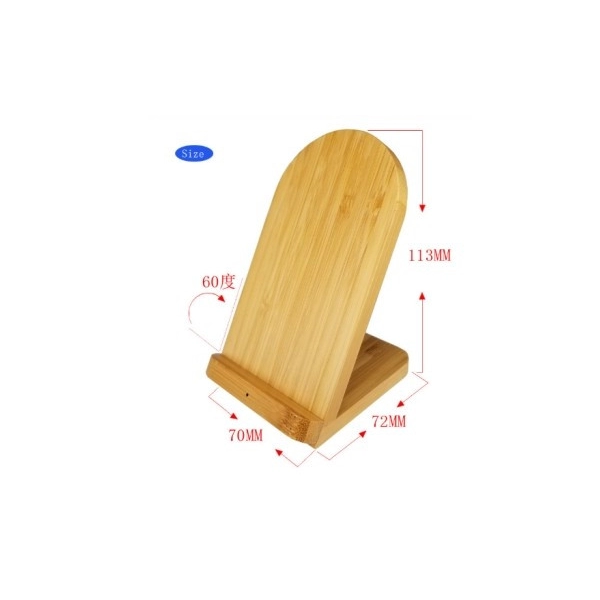 Cargador Inalámbrico con Stand, en Bambu, tamaño 90 x 90 x 8.5 mm