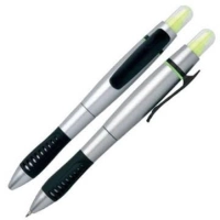 Boligrafo Steffani, plastico, con resaltador, grip en Rubber