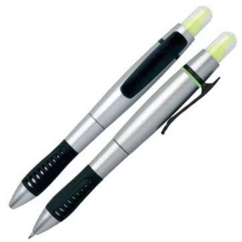 Boligrafo Steffani, plastico, con resaltador, grip en Rubber