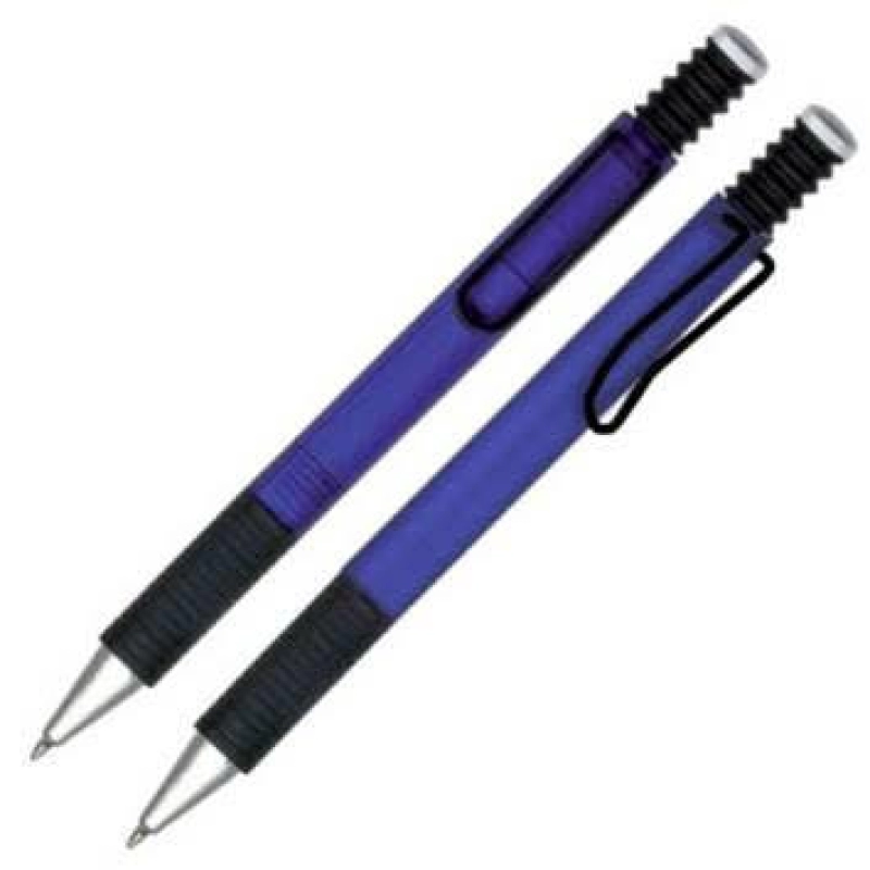 Boligrafo Santana, plastico, clip y rubber de agarre color negro